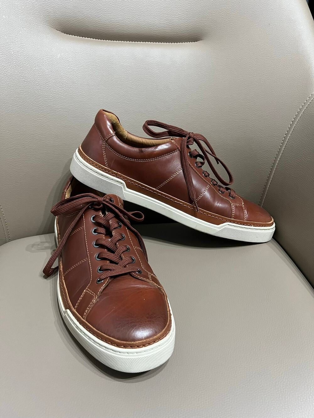 NWOB Allen Edmonds Shoes Sneakers Sz 12 Brown Leather Lace Porter City